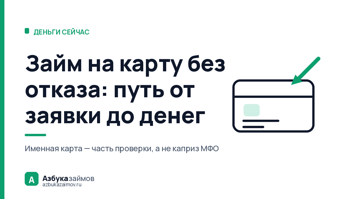 Займ на карту без отказа: путь от заявки до денег за 15 минут