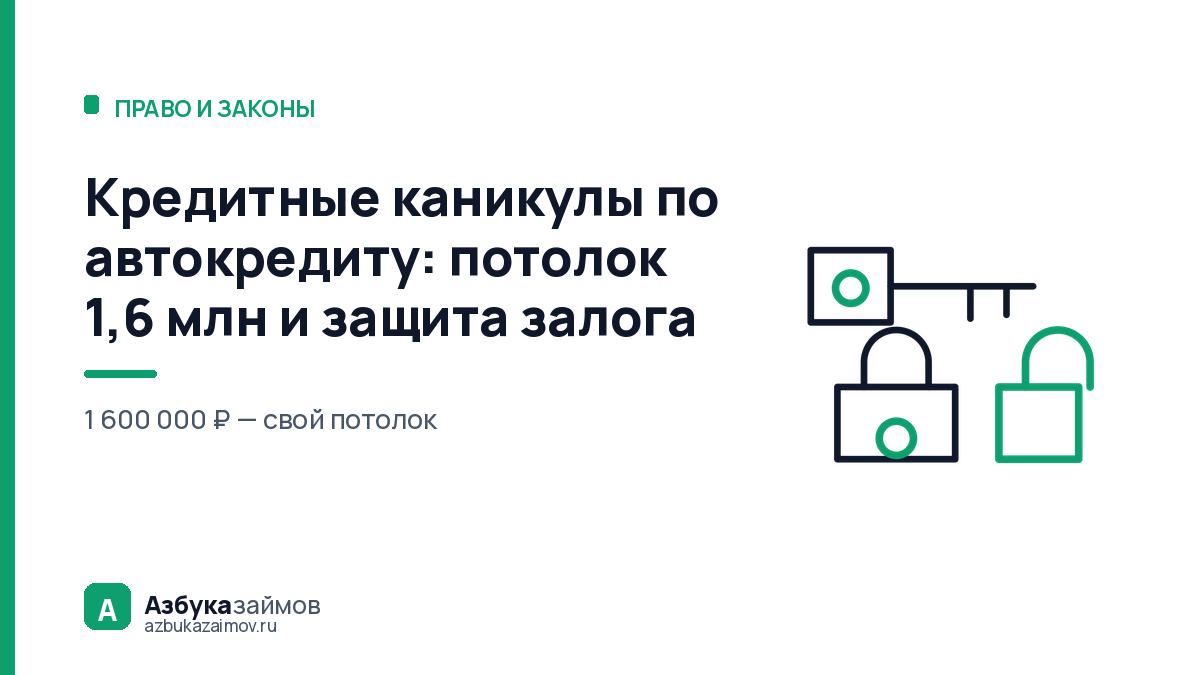 Кредитные каникулы по автокредиту: потолок 1,6 млн и защита залога