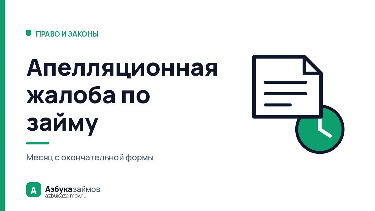 Апелляционная жалоба по займу: месяц на всё и 3 000 ₽ пошлины